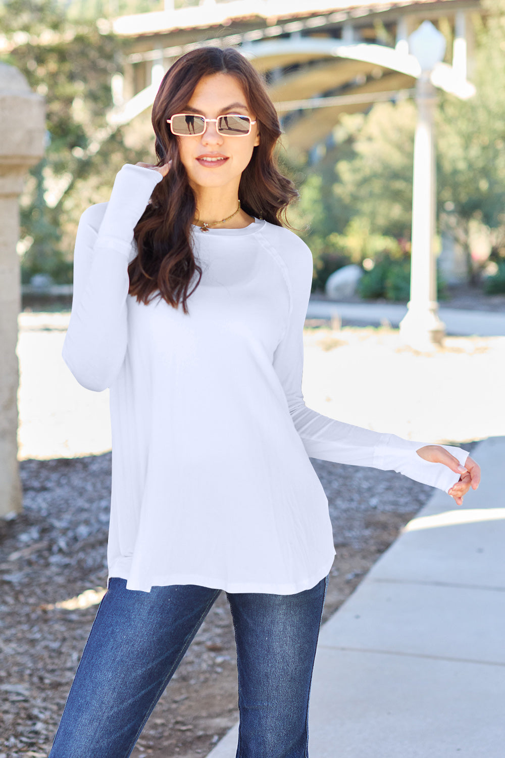 Womens Basic Bae Full Size Round Neck Long Sleeve T-Shirt (S-3XL)