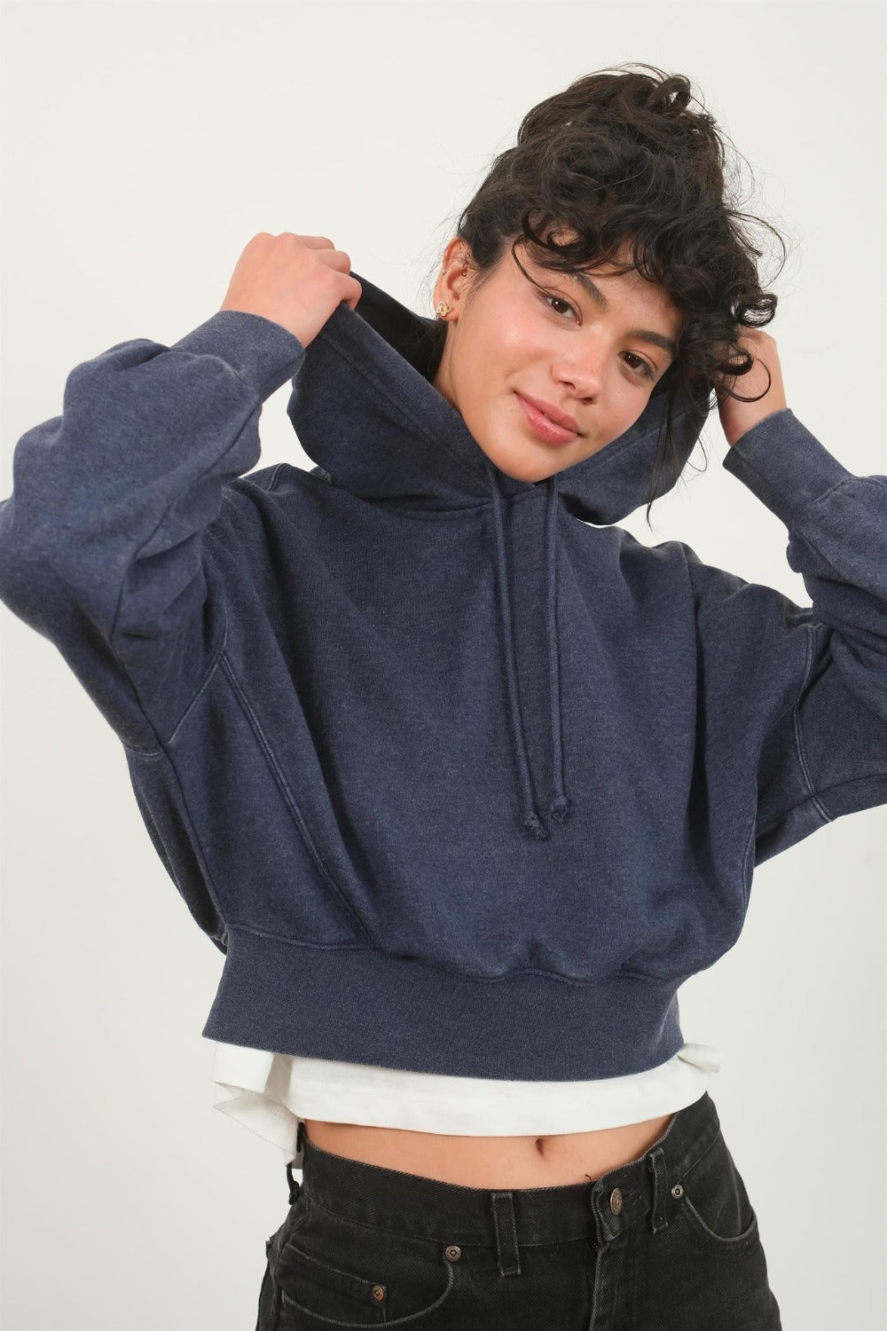 Womens Teens HYFVE Drop Shoulder Cropped Hoodie (S,M,L)