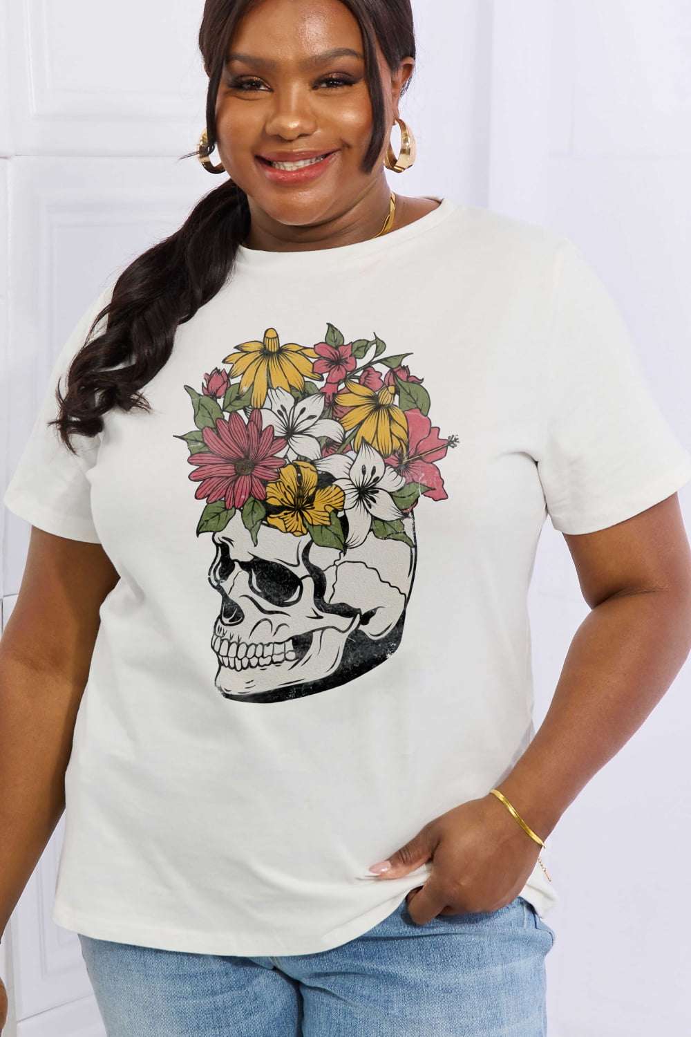 Womens Simply Love Full Size Skull Graphic Cotton Tee (S-3XL)