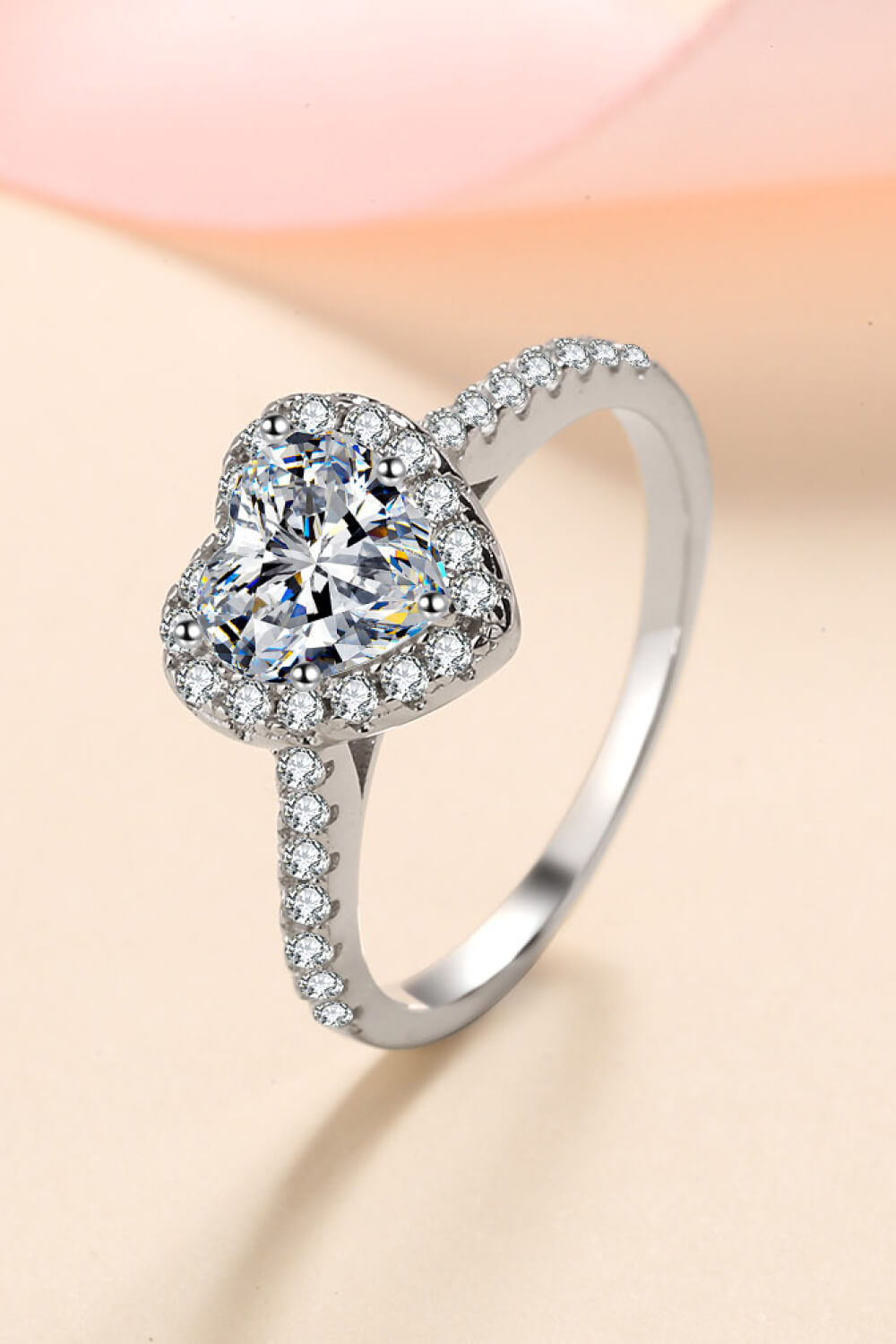 1 Carat Moissanite Diamond Heart-Shaped Engagement or Cocktail Ring (4-10)