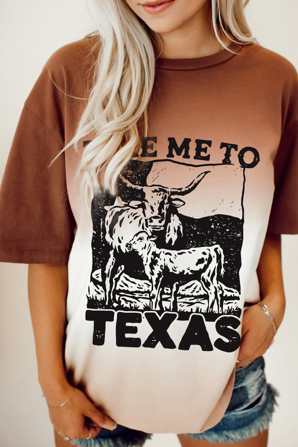 Womens TAKE ME TO TEXAS Round Neck Short Sleeve T-Shirt (S-XL)