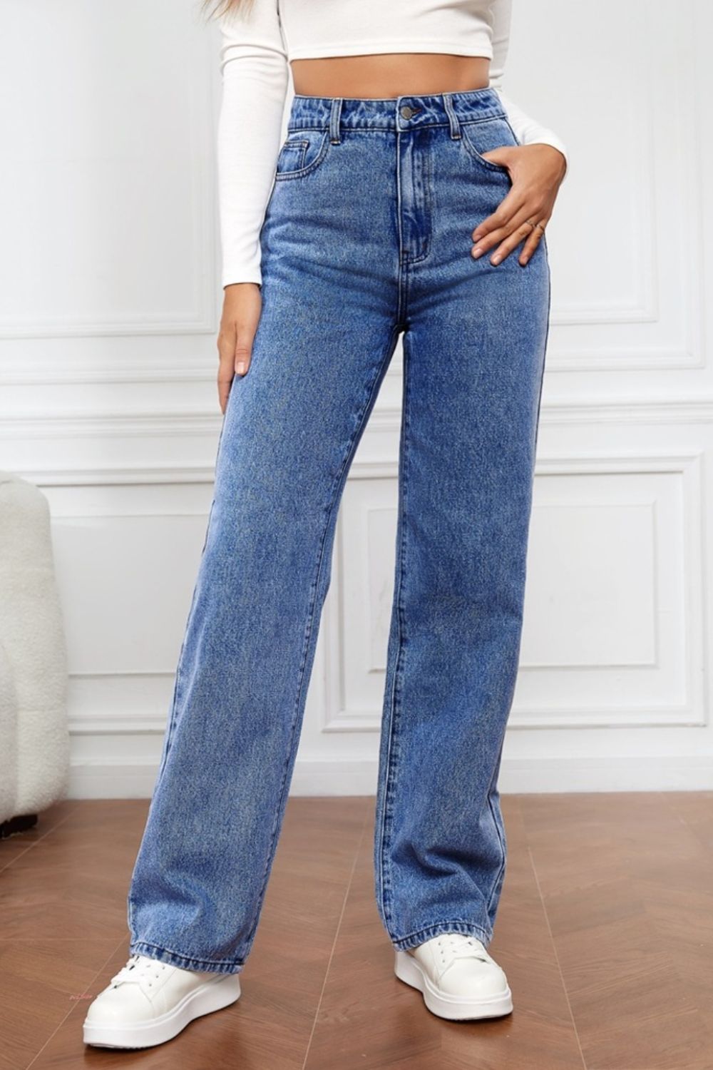 Womens High Waist Straight Jeans (S-XL)