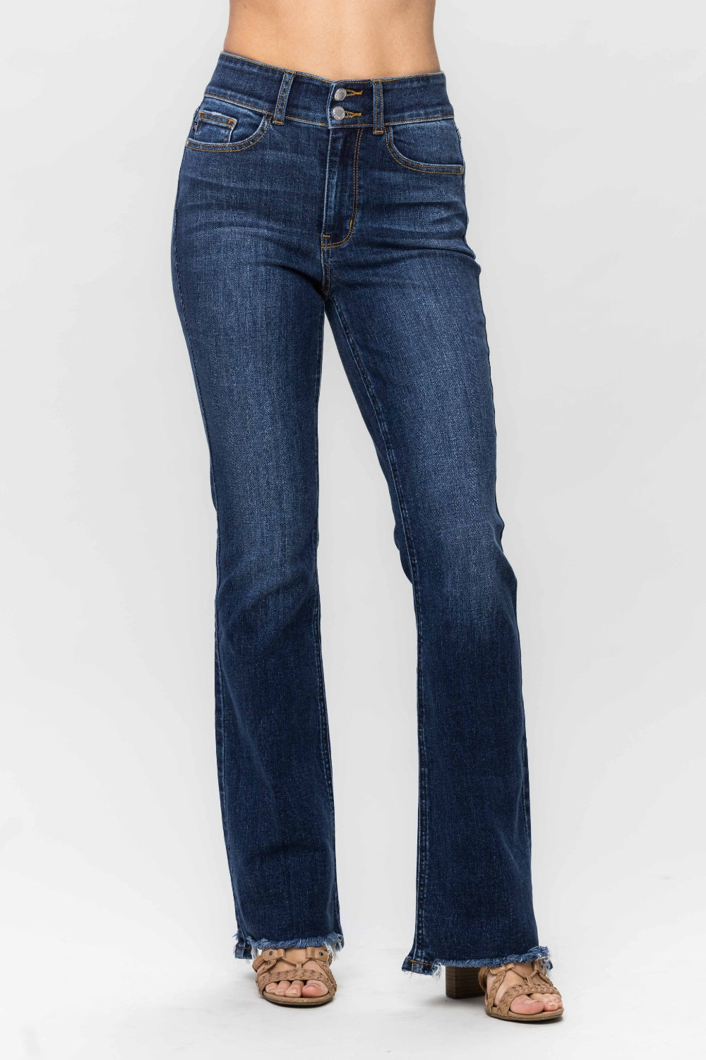 Womens Judy Blue Full Size Frayed Hem Bootcut Jeans (3/26-24W)