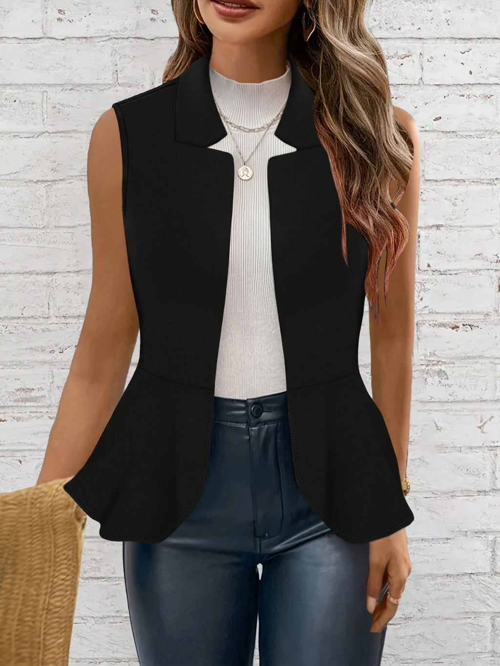 Womens Open Front Vest Coat (S-XL)