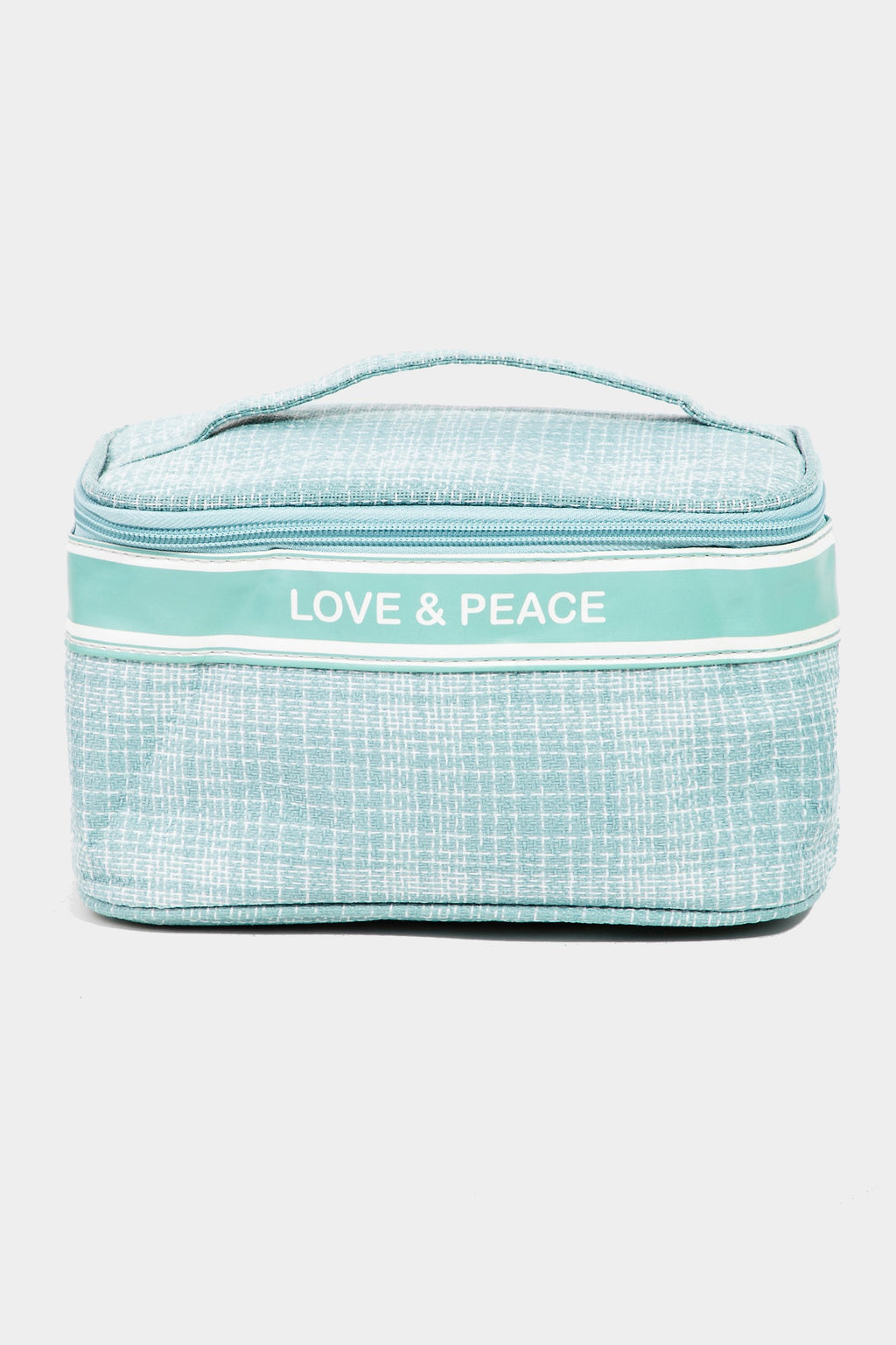 Fame Love & Peace Striped Handle Travel or Makeup Bag