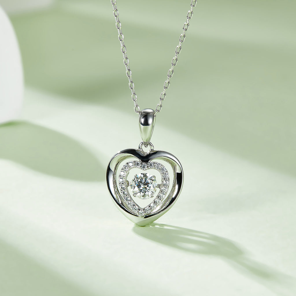 Moissanite Diamond 925 Sterling Silver Heart Necklace