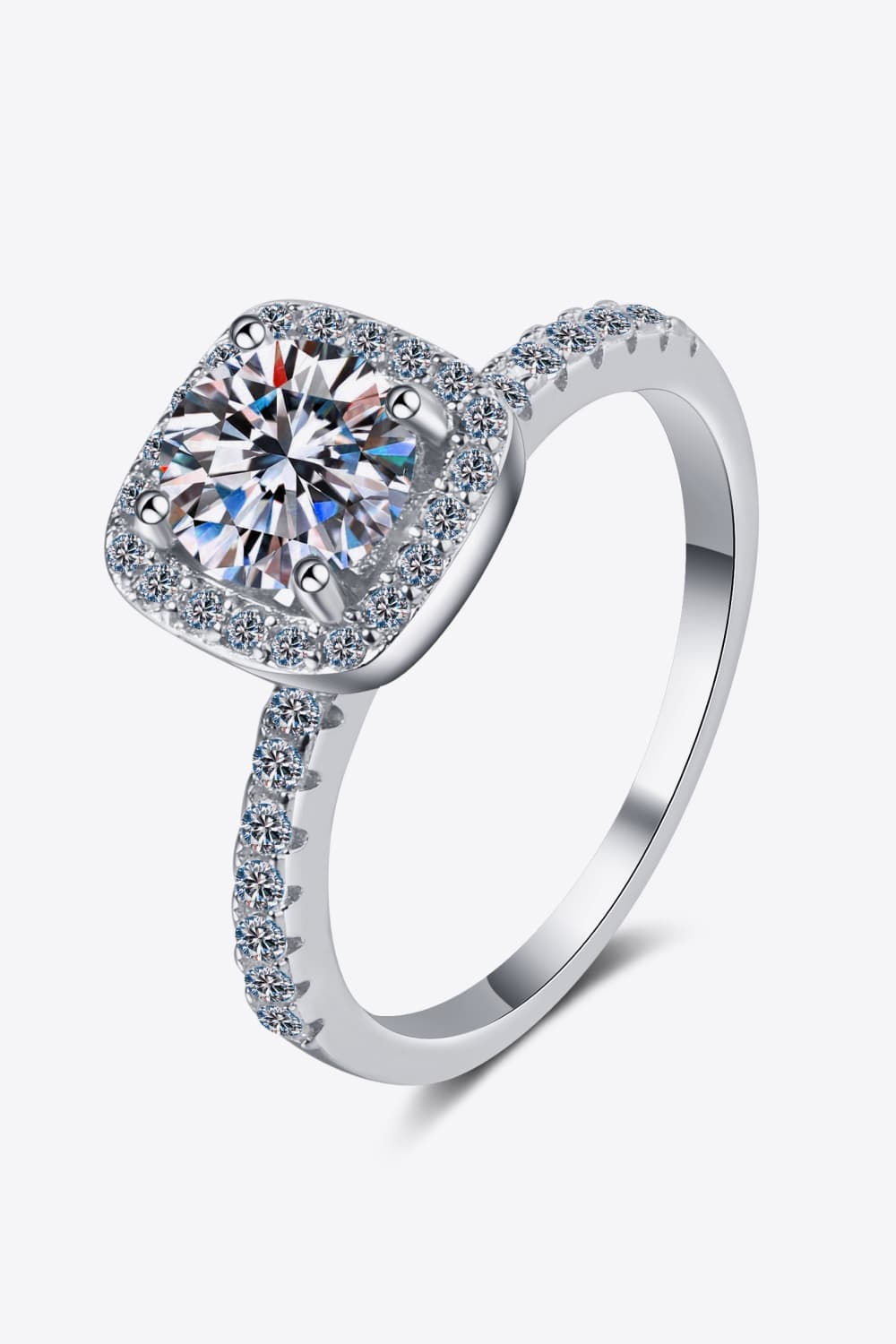 2 Carat Moissanite Diamond Square Halo Engagement or Cocktail Ring (5-11)