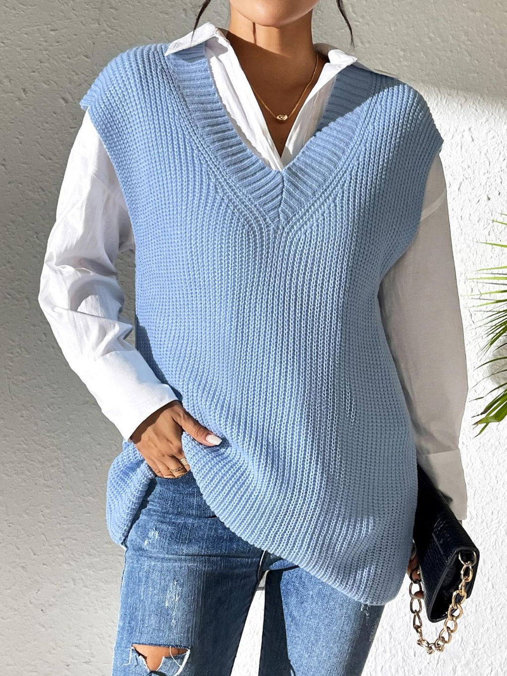 Womens V-Neck Sweater Vest (ONE SIZE)