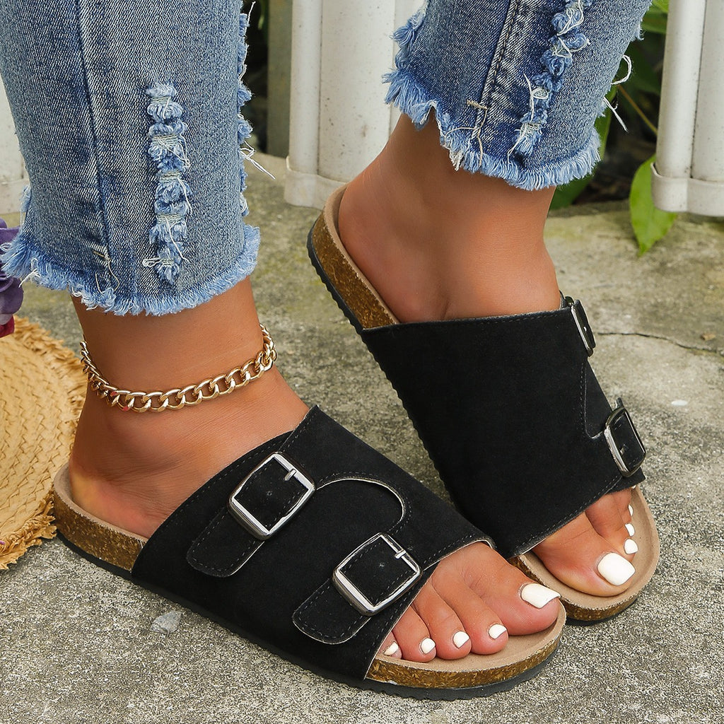 Womens Metal Buckle Open Toe Sandals (5-11)