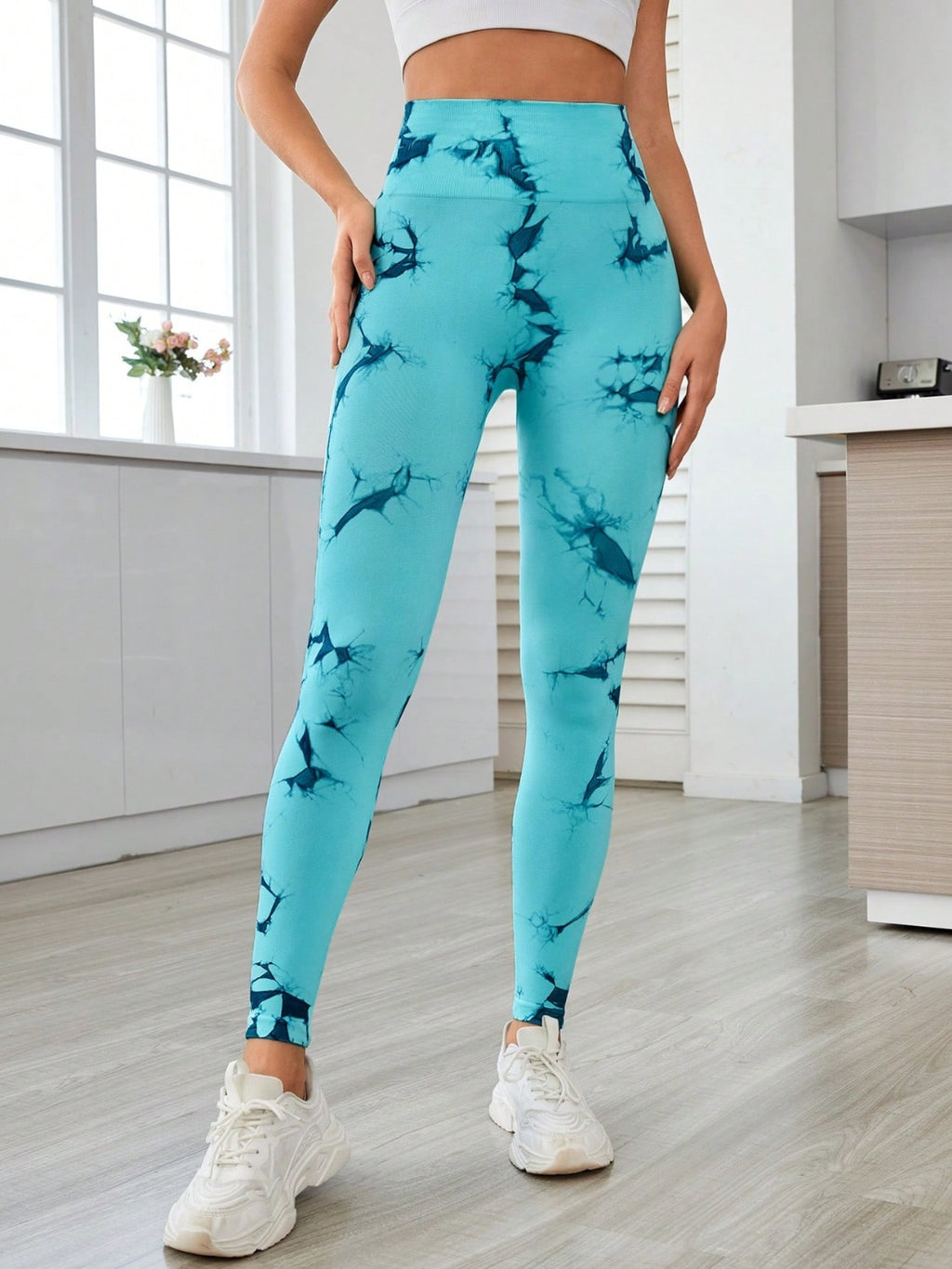 Womens Printed High Waist Active Leggings (S,M,L)