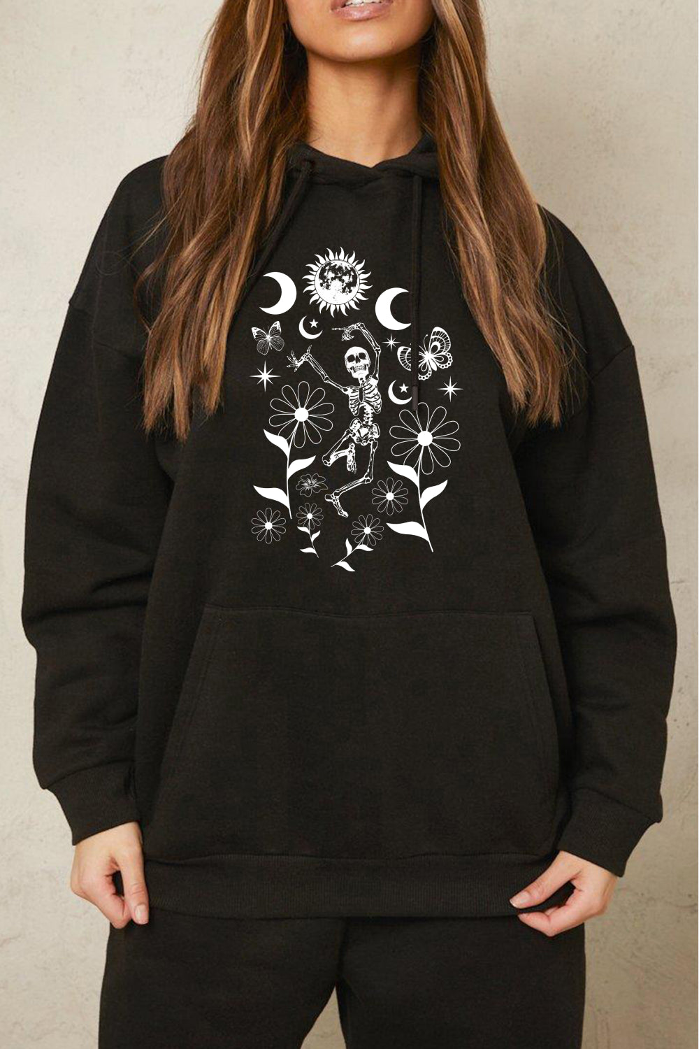 Womens Simply Love Simply Love Full Size Dancing Skeleton Graphic Hoodie (S-3XL)