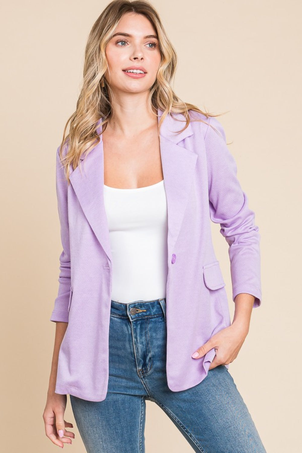 Womens Culture Code Button Up Long Sleeve Slit Blazer (Size S-XL)