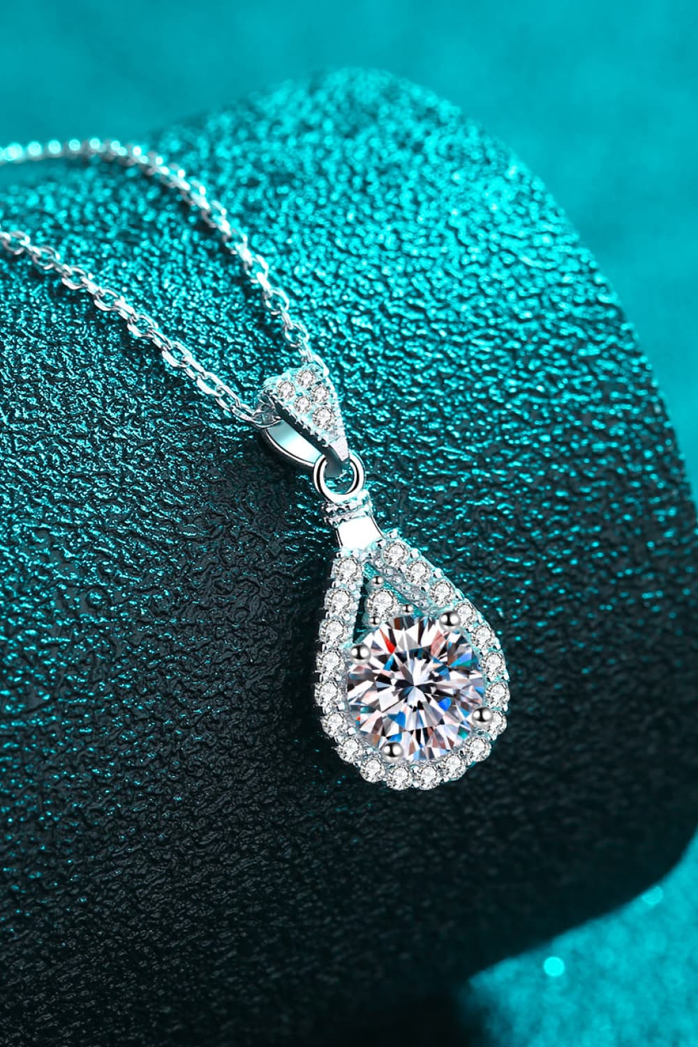 2 Carat Moissanite Diamond Teardrop Pendant 925 Sterling Silver Necklace