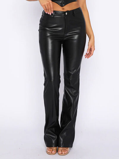 Womans PU Leather High Waist Straight Pants (Size S,M,L)