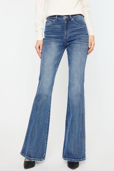 Womens Kancan Cat's Whiskers High Waist Flare Jeans - Size 1(24)-15(31)